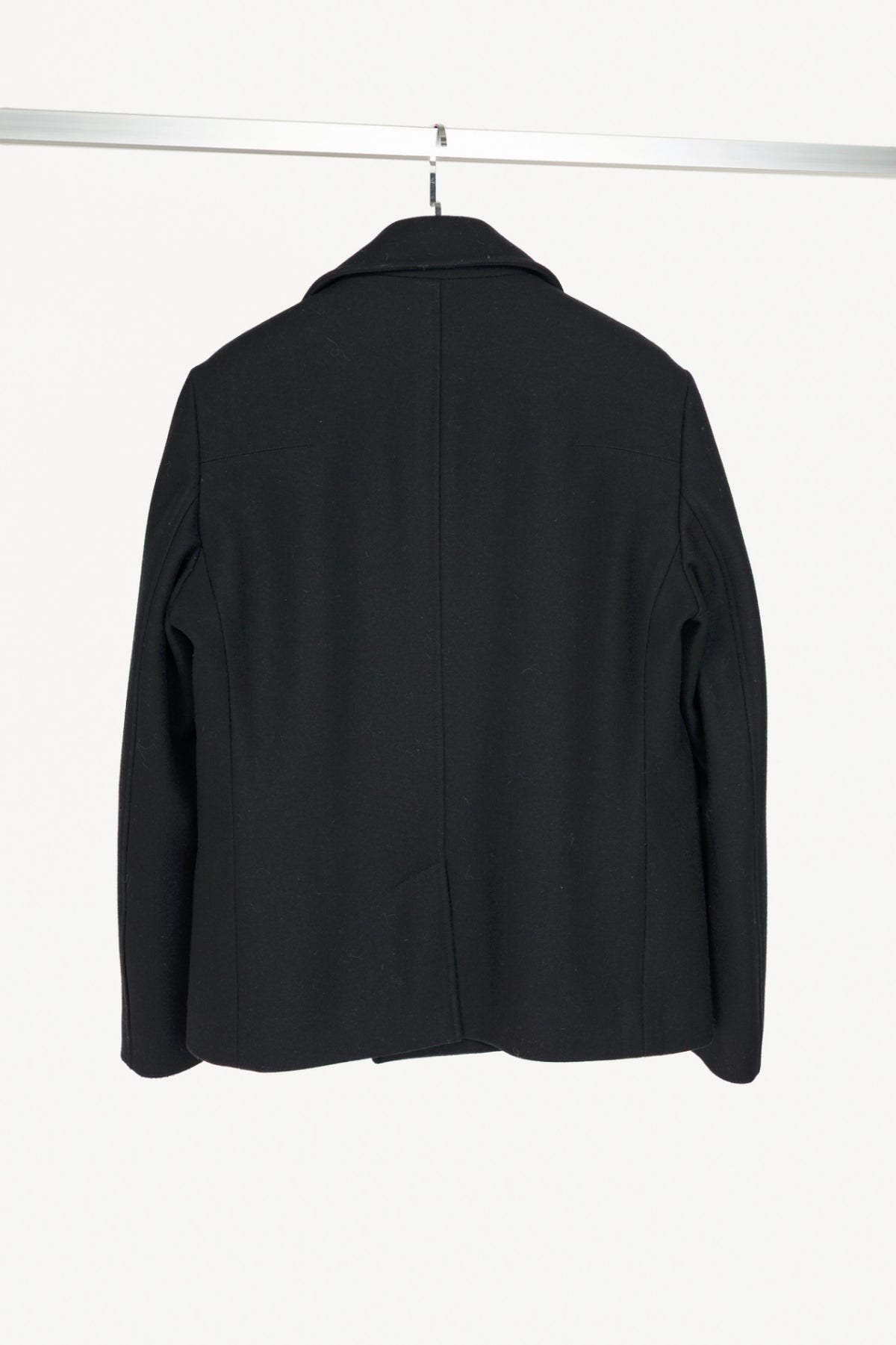 Dior Black Wool-Blend Short Double-Breasted Peacoat