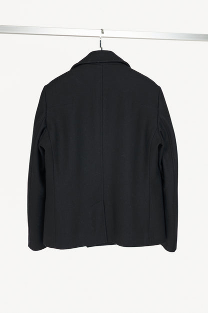 Dior Black Wool-Blend Short Double-Breasted Peacoat