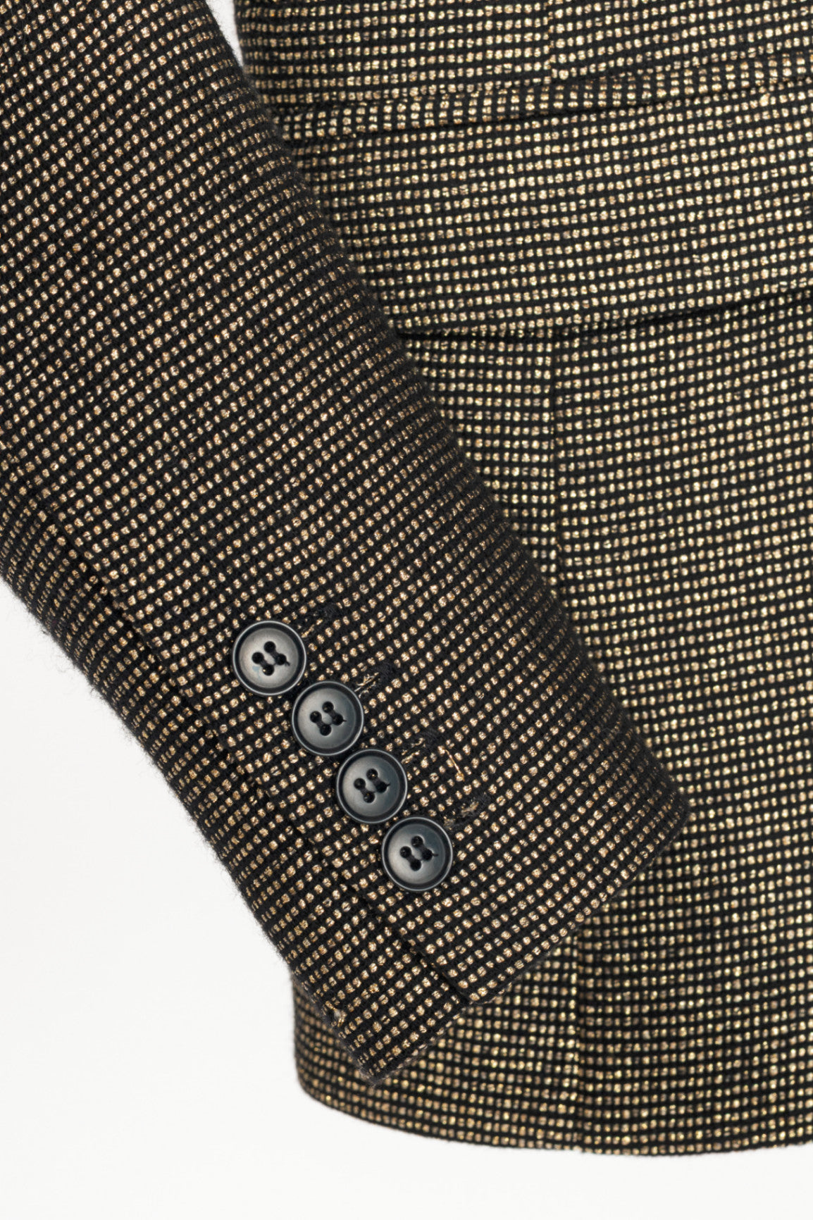 Smythe Metallic Gold Micro-Dot Peak Lapel Collar Blazer
