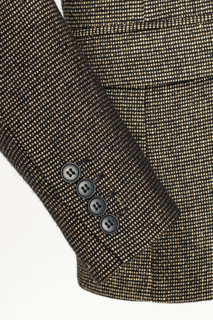 Smythe Metallic Gold Micro-Dot Peak Lapel Collar Blazer