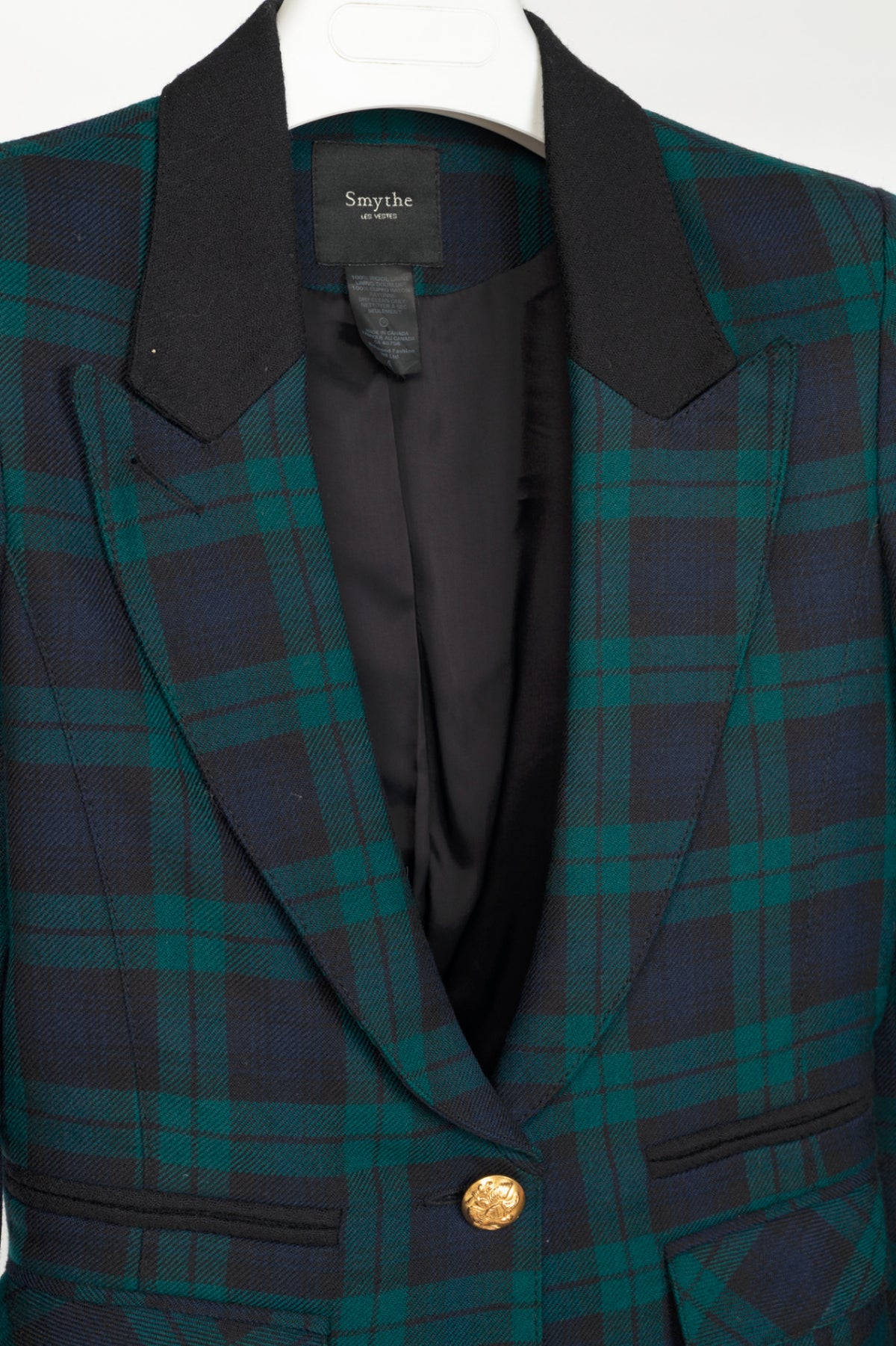 Smythe Green Plaid Wool-Flannel Peak Lapel Blazer