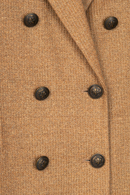 Circolo 1901 Desert Linen Ribbed-Knit Double-Breasted Jacket