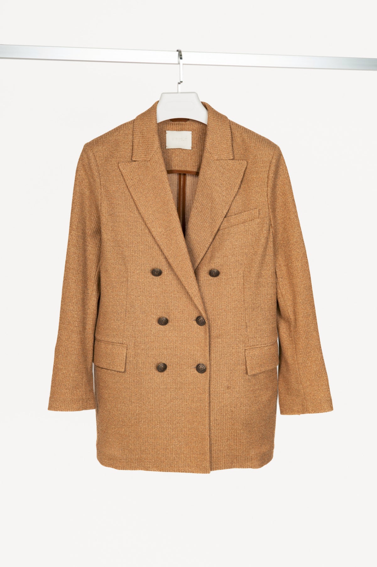 Circolo 1901 Desert Linen Ribbed-Knit Double-Breasted Jacket