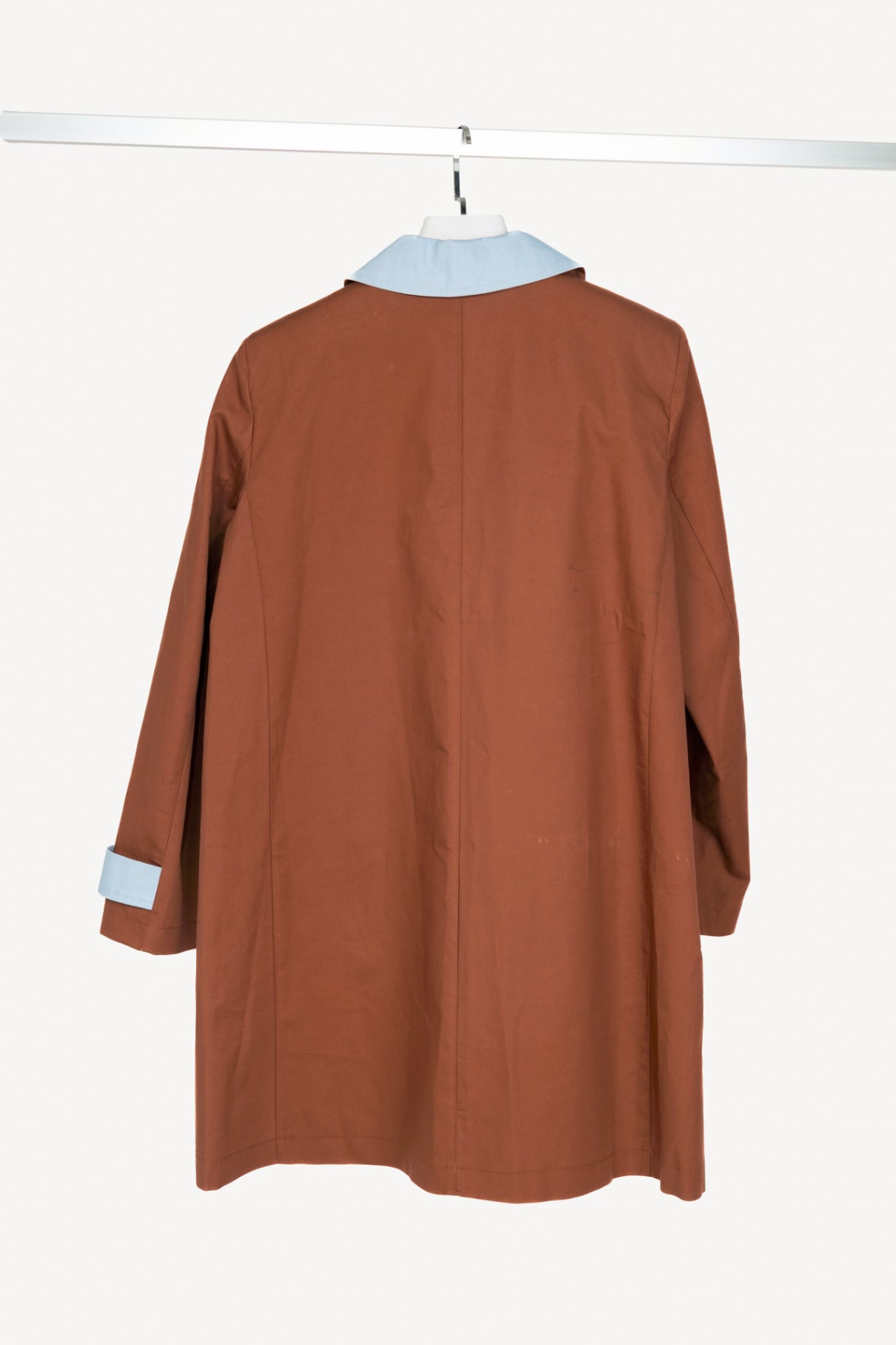 Susy Mix Cuoio Cotton-Poplin Blue-Trim Mackintosh Coat