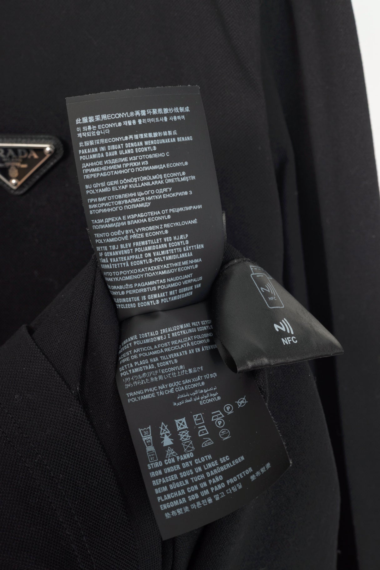 Prada Black Piqué & Re-Nylon Long-Sleeved Polo Shirt