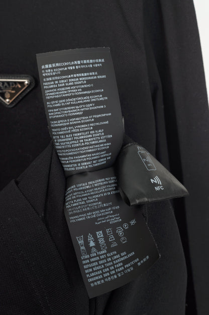 Prada Black Piqué & Re-Nylon Long-Sleeved Polo Shirt