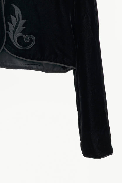 Wayne Clarke for Holt Renfrew Vintage Black Velvet Embroidered Cropped Jacket