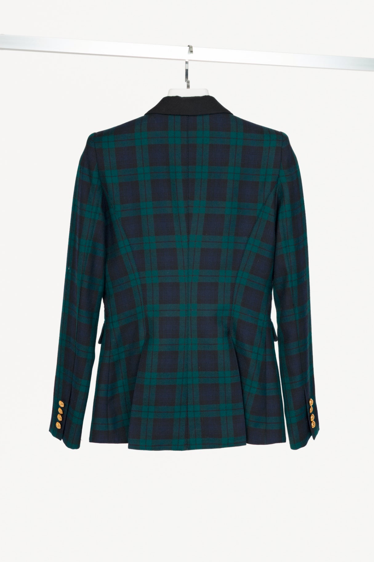Smythe Green Plaid Wool-Flannel Peak Lapel Blazer