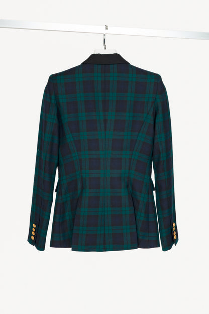 Smythe Green Plaid Wool-Flannel Peak Lapel Blazer