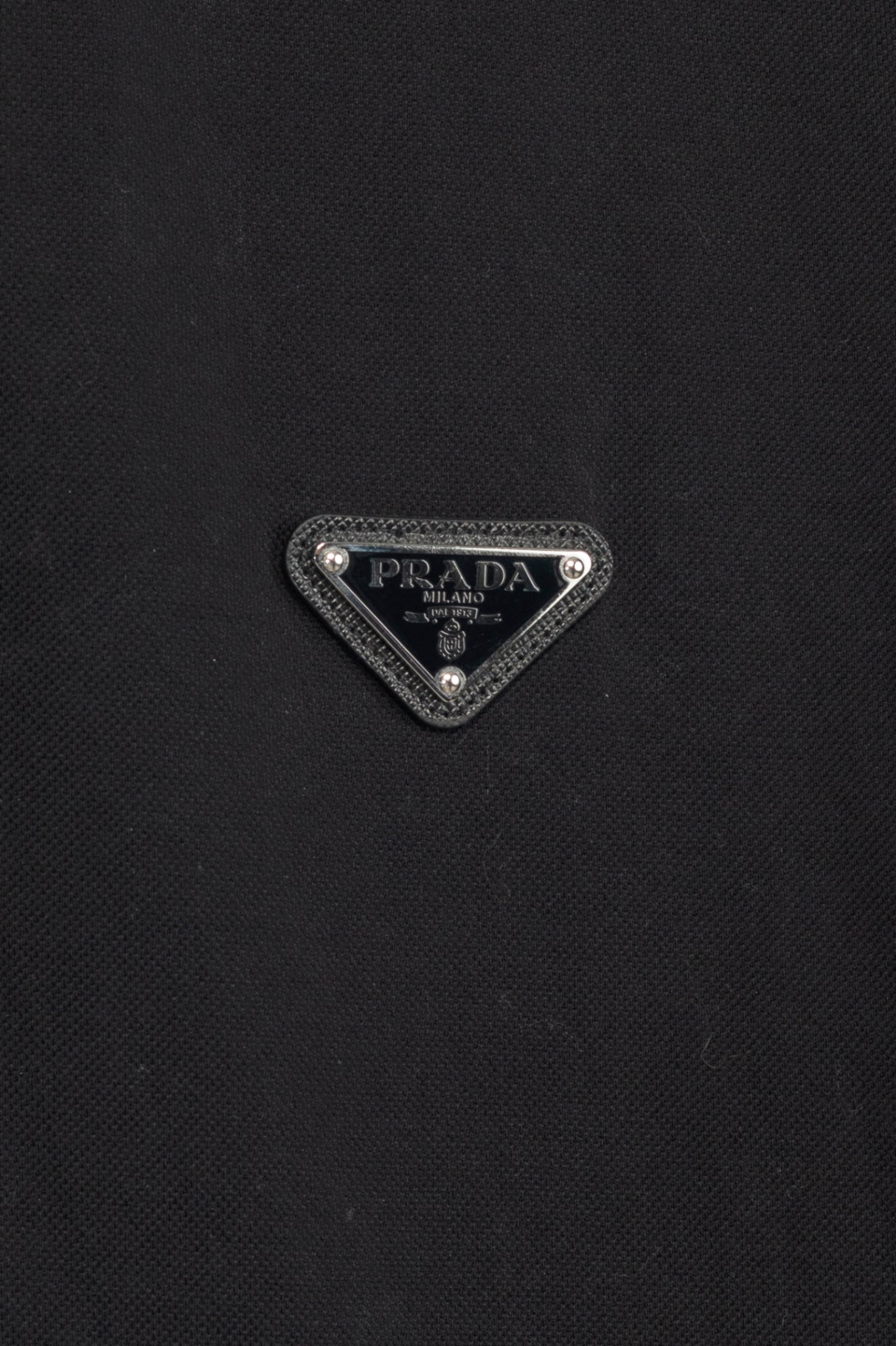 Prada Black Piqué & Re-Nylon Long-Sleeved Polo Shirt