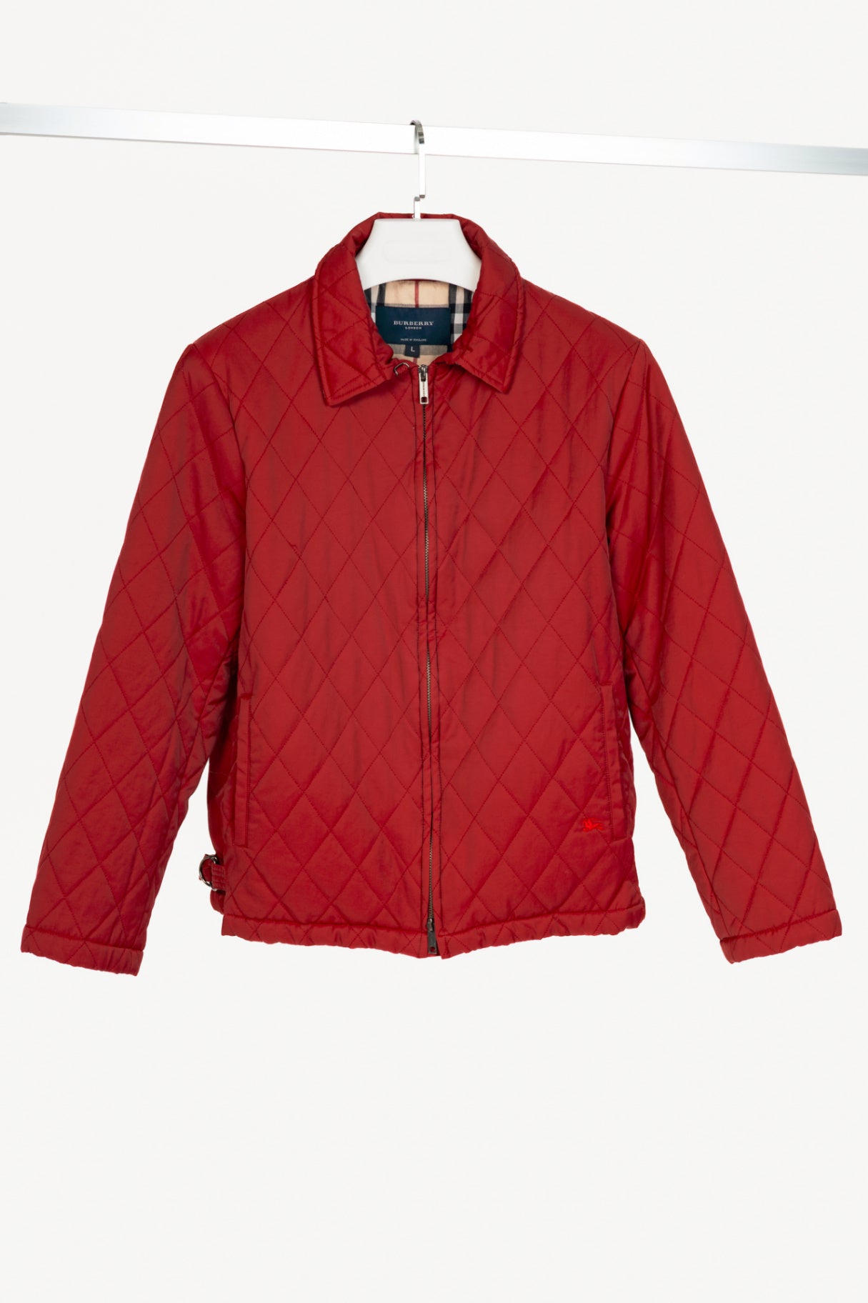 Burberry Red Quilted-Taffeta Zip Jacket