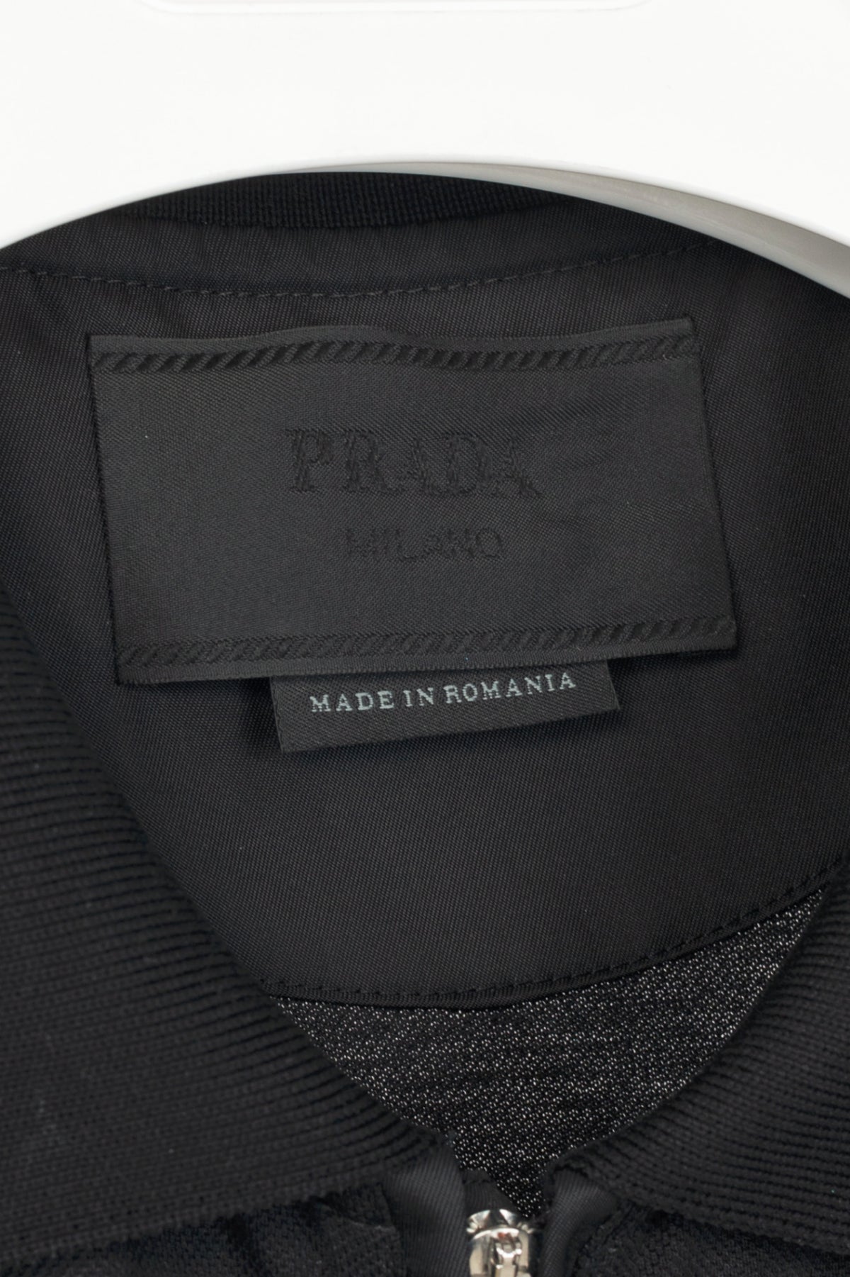 Prada Black Piqué & Re-Nylon Long-Sleeved Polo Shirt