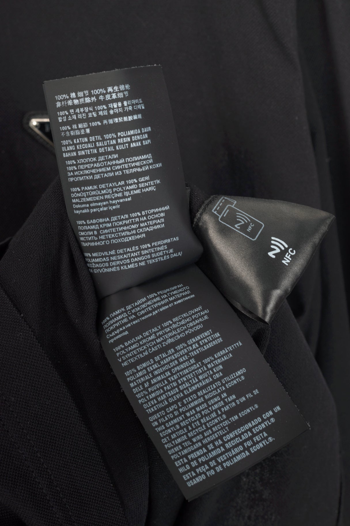 Prada Black Piqué & Re-Nylon Long-Sleeved Polo Shirt