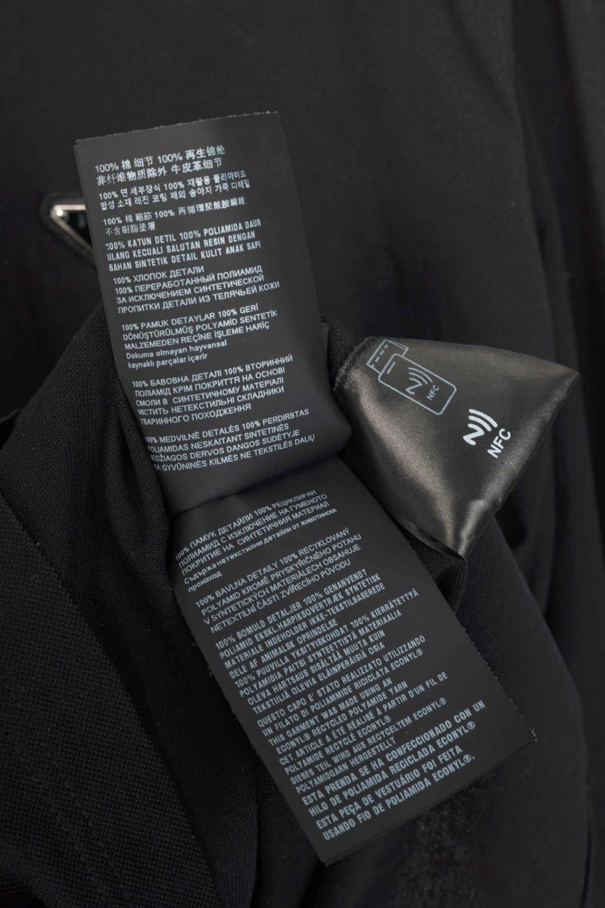 Prada Black Piqué & Re-Nylon Long-Sleeved Polo Shirt