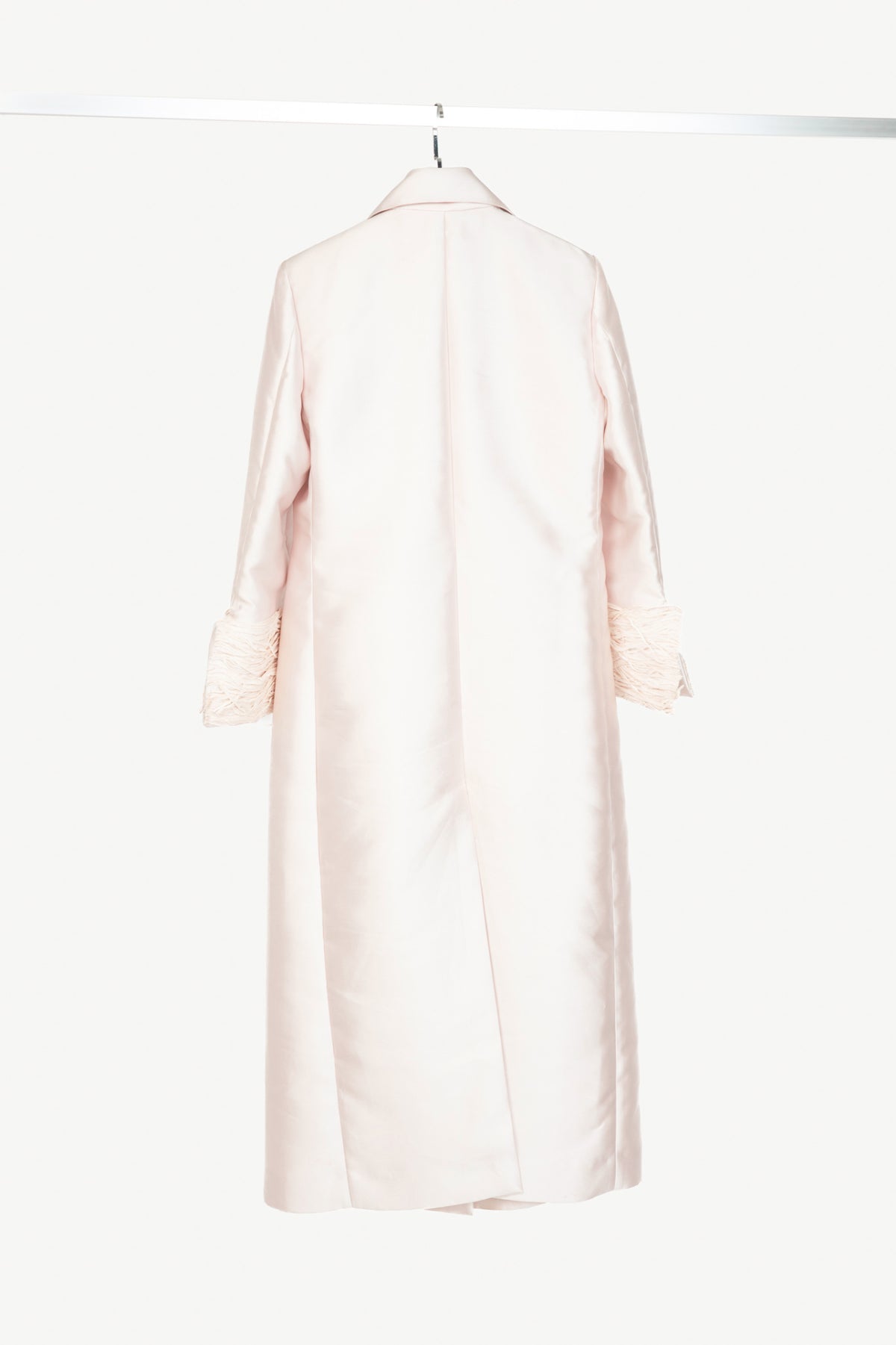 MARMAR HALIM Pink Silk Duchess Satin Applique-Cuff Open-Front Coat