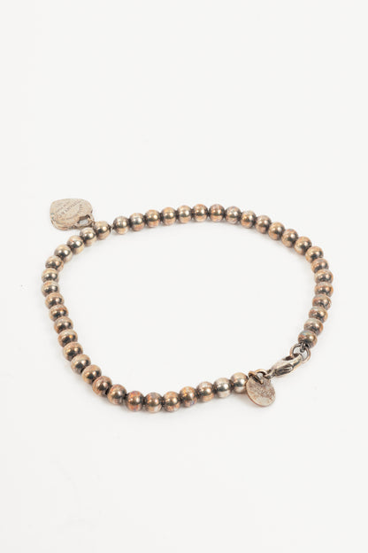 Tiffany & Co. Return to Tiffany Sterling Silver Beige-Heart Tag Beaded Bracelet