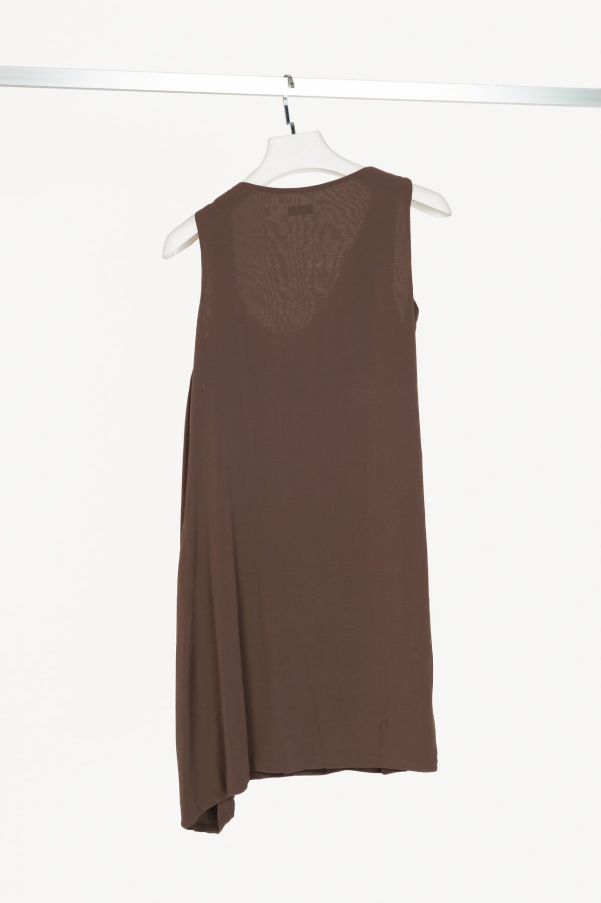 Brunello Cucinelli Brown Silk Crepe Horn-Ring Mini Dress