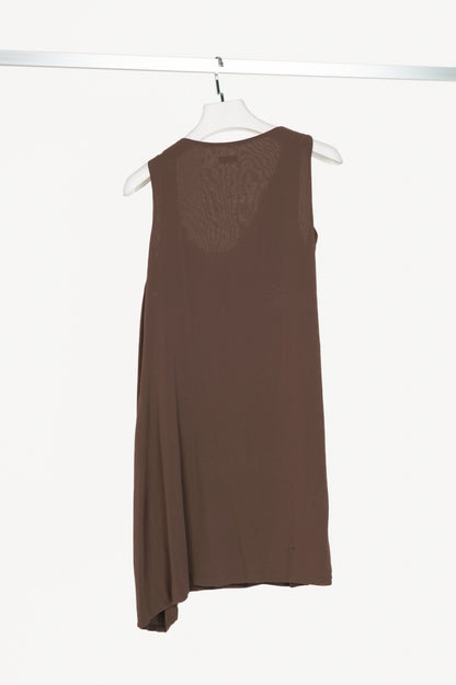Brunello Cucinelli Brown Silk Crepe Horn-Ring Mini Dress