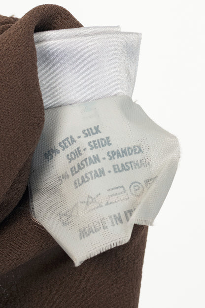 Brunello Cucinelli Brown Silk Crepe Horn-Ring Mini Dress