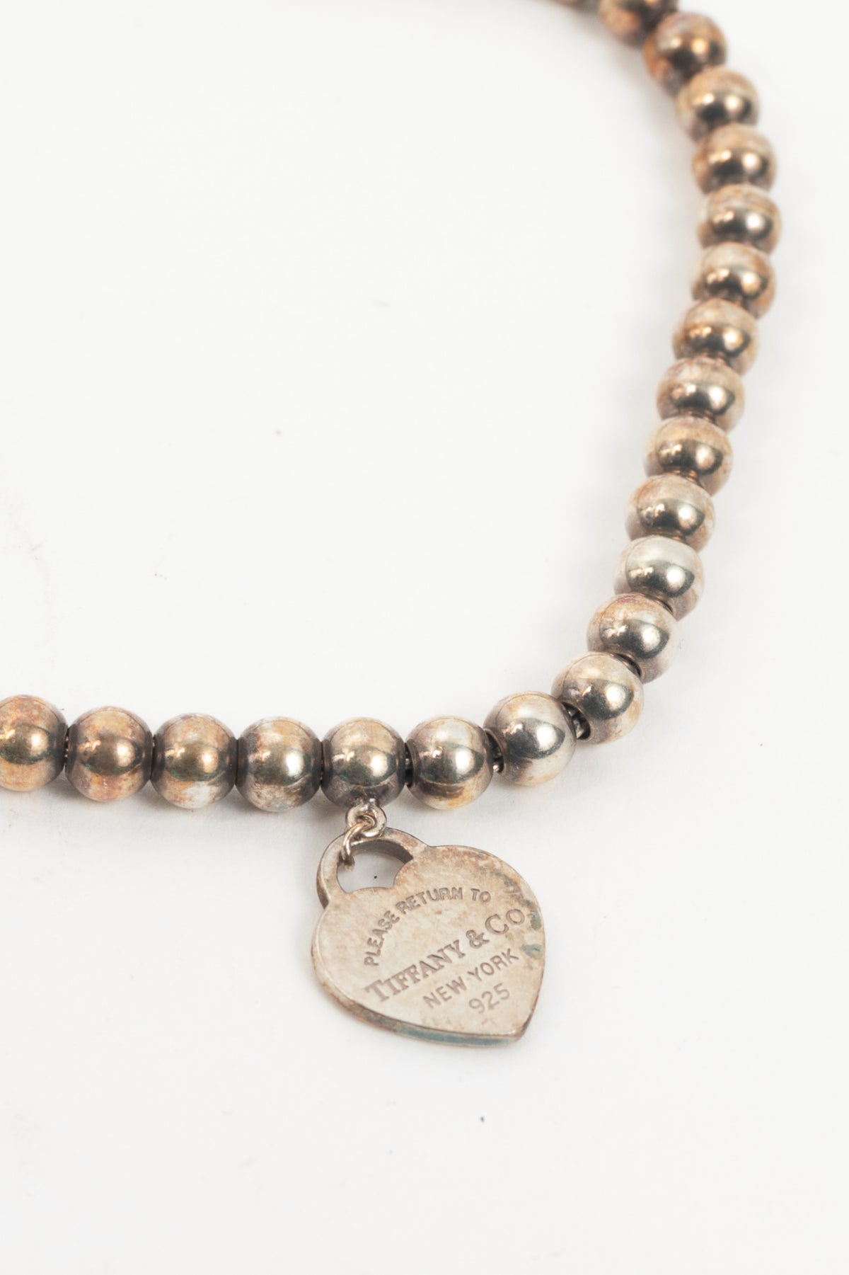Tiffany & Co. Return to Tiffany Sterling Silver Beige-Heart Tag Beaded Bracelet
