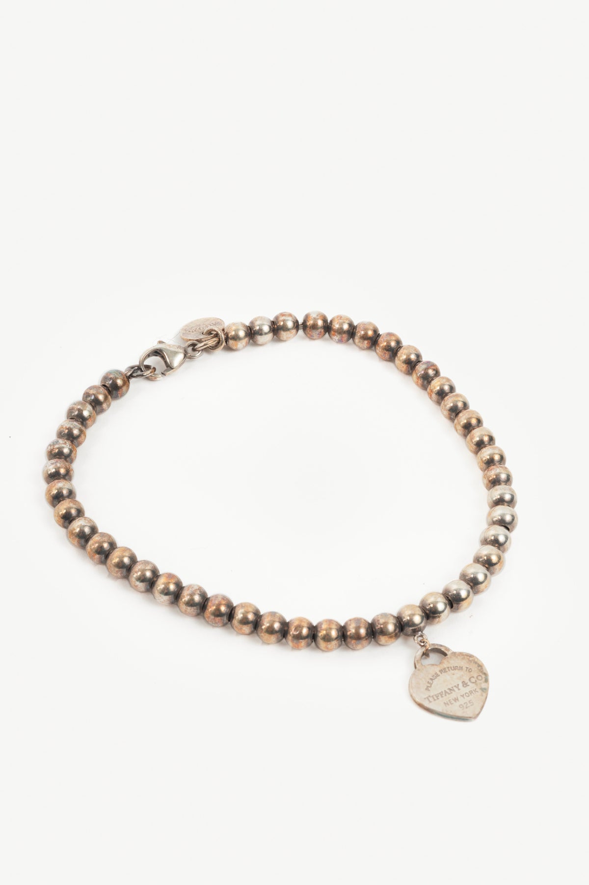 Tiffany & Co. Return to Tiffany Sterling Silver Beige-Heart Tag Beaded Bracelet