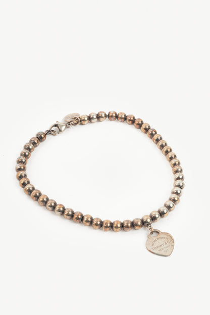 Tiffany & Co. Return to Tiffany Sterling Silver Beige-Heart Tag Beaded Bracelet