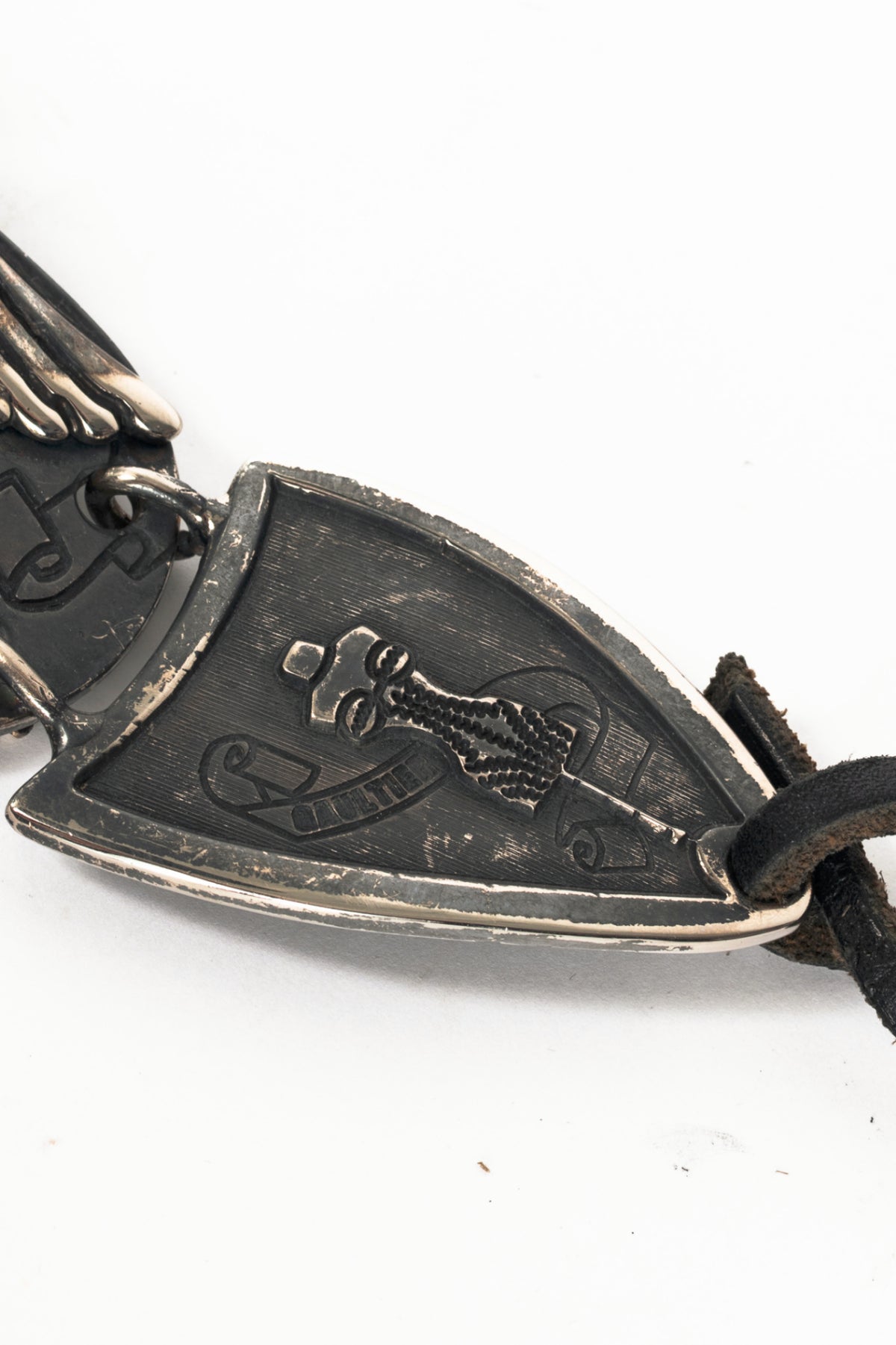Jean Paul Gaultier Anniversaire Gunmetal Wing-Motif Tie Belt