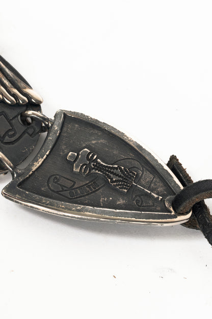 Jean Paul Gaultier Anniversaire Gunmetal Wing-Motif Tie Belt