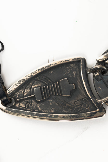 Jean Paul Gaultier Anniversaire Gunmetal Wing-Motif Tie Belt