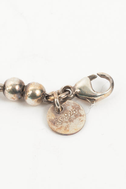 Tiffany & Co. Return to Tiffany Sterling Silver Beige-Heart Tag Beaded Bracelet
