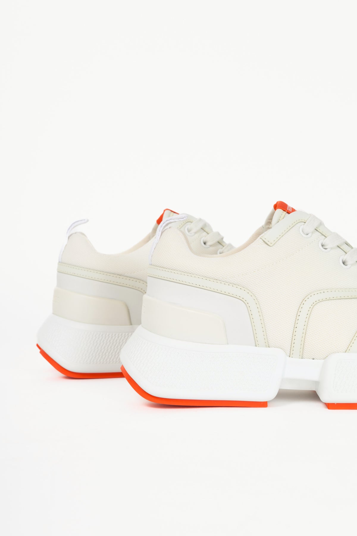 Hermes Giga Blanc Mesh Pique & Calfskin Lace-Up Sneakers