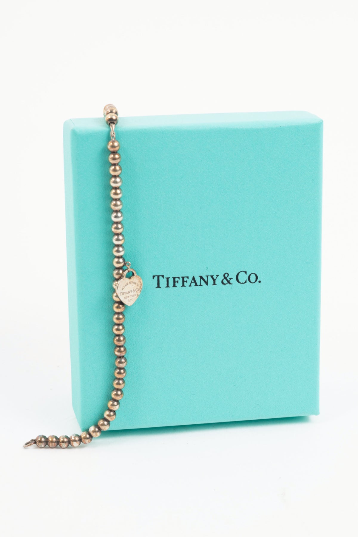 Tiffany & Co. Return to Tiffany Sterling Silver Beige-Heart Tag Beaded Bracelet
