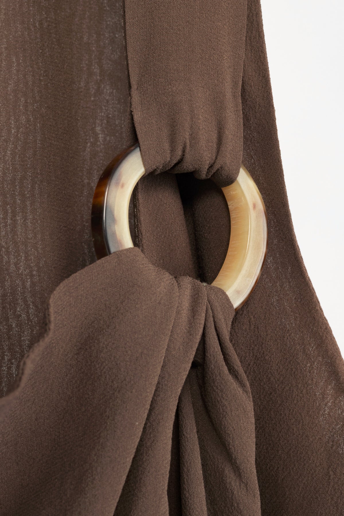 Brunello Cucinelli Brown Silk Crepe Horn-Ring Mini Dress