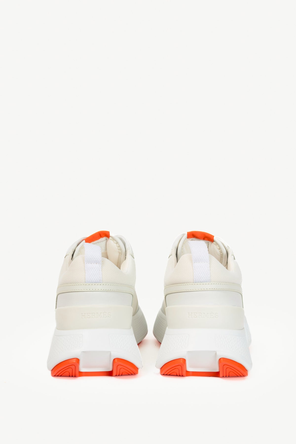 Hermes Giga Blanc Mesh Pique & Calfskin Lace-Up Sneakers