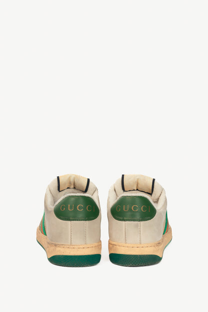 Gucci Screener "Distressed Green Orange" GG-Canvas Web Sneakers