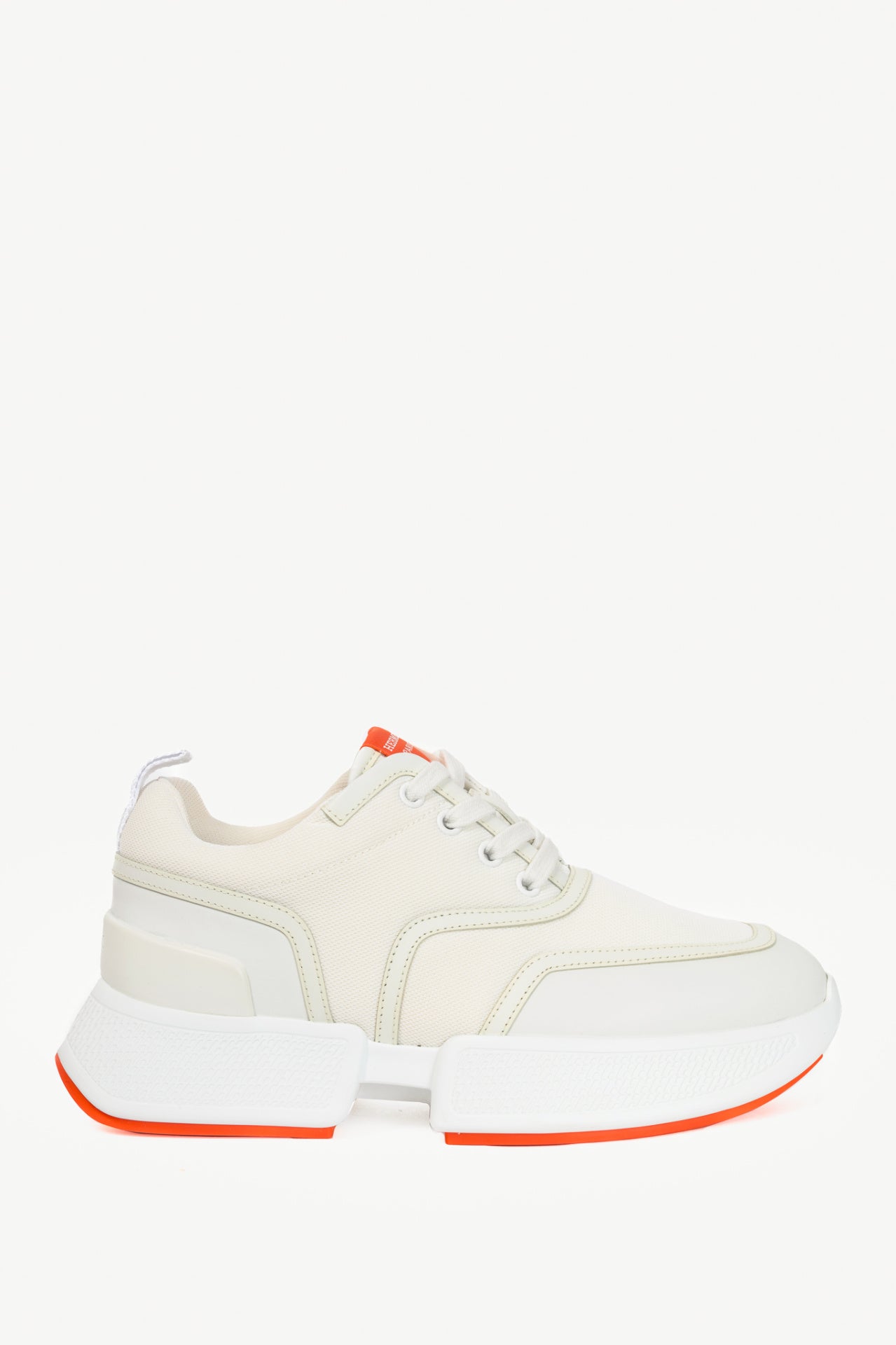 Hermes Giga Blanc Mesh Pique & Calfskin Lace-Up Sneakers