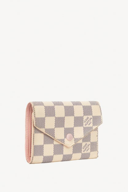 Louis Vuitton Victorine Damier Azur Canvas & Rose Ballerine Leather Wallet