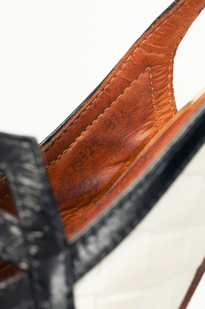 Chie Mihara Vunai Leche Basketweave-Texture Slingback Heels