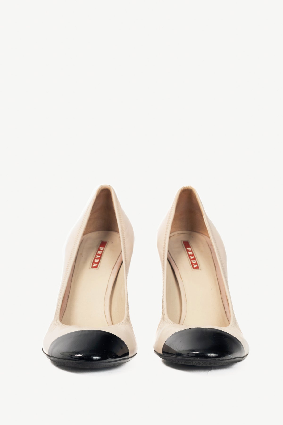Prada Ecru Leather Cap-Toe Heels