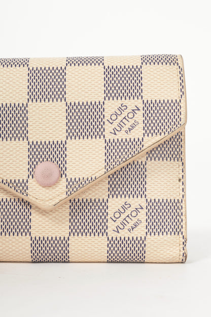 Louis Vuitton Victorine Damier Azur Canvas & Rose Ballerine Leather Wallet