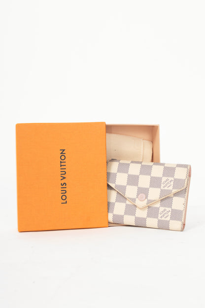 Louis Vuitton Victorine Damier Azur Canvas & Rose Ballerine Leather Wallet