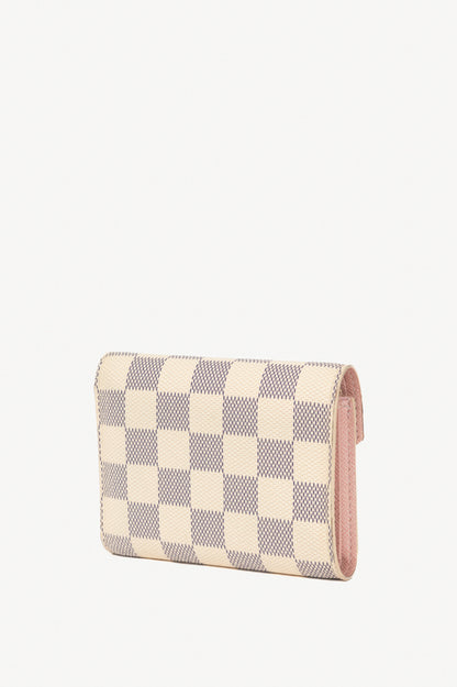 Louis Vuitton Victorine Damier Azur Canvas & Rose Ballerine Leather Wallet