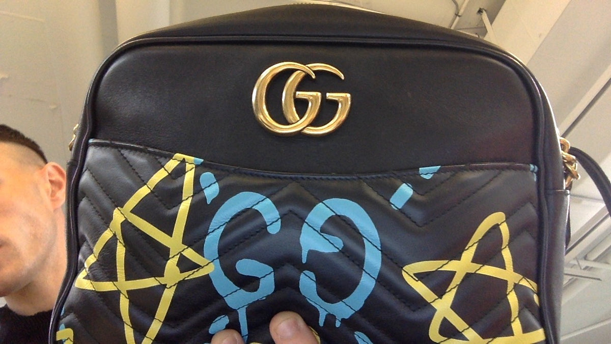 Gucci GG Marmont Medium Black GucciGhost Matelassé Shoulder Bag