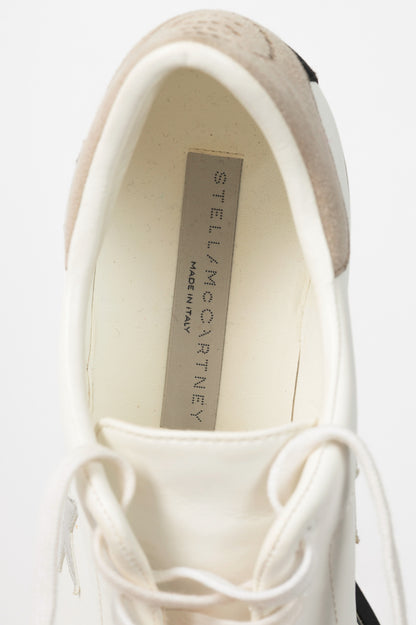 Stella McCartney Sneakelyse White Silver-Star Vegan-Leather Lace-Up Platform Sneakers