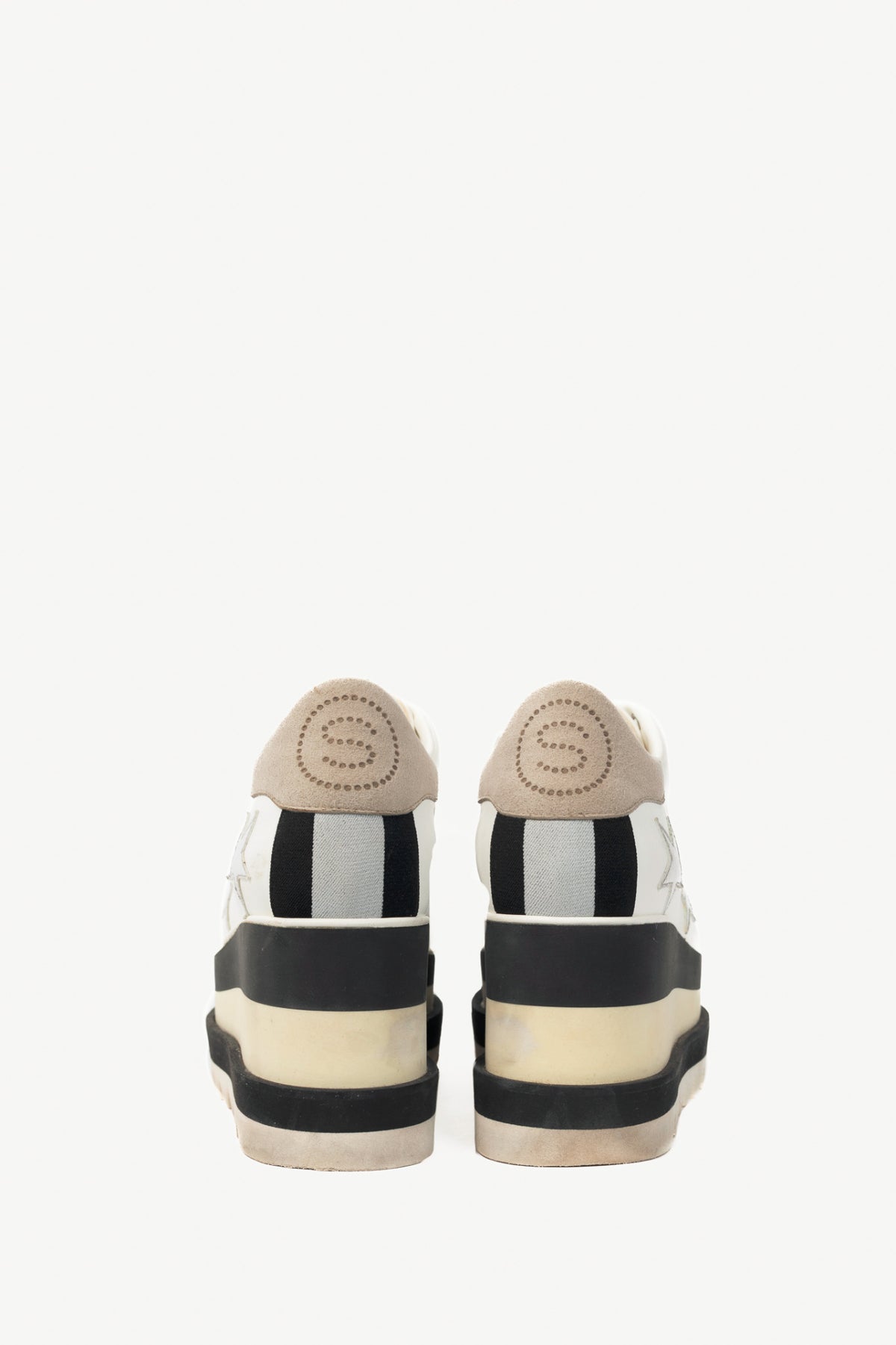 Stella McCartney Sneakelyse White Silver-Star Vegan-Leather Lace-Up Platform Sneakers