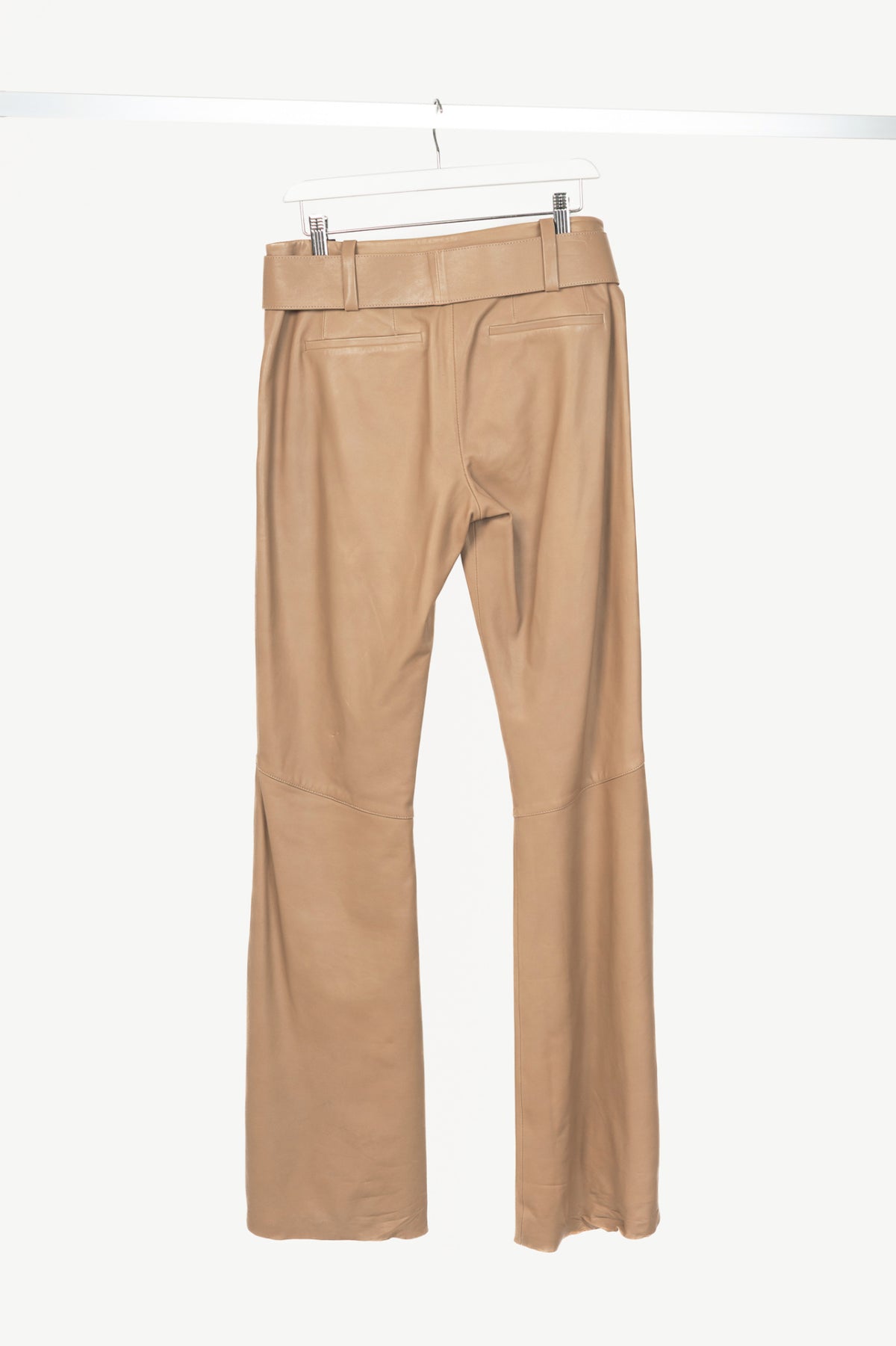 Dorothee Schumacher Sleek Statement III Brown Leather Belted Flared Trousers