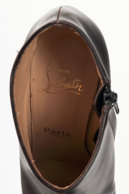 Christian Louboutin Belle 100 Brown Eden Calf Booties