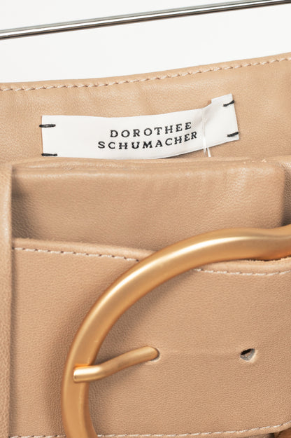 Dorothee Schumacher Sleek Statement III Brown Leather Belted Flared Trousers