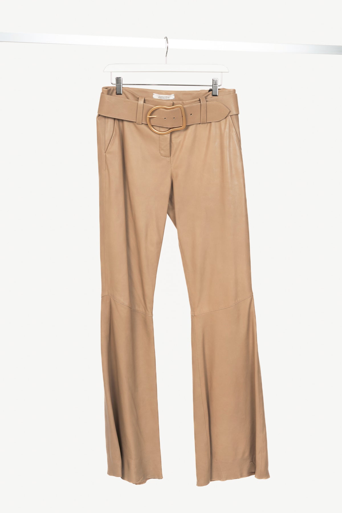 Dorothee Schumacher Sleek Statement III Brown Leather Belted Flared Trousers