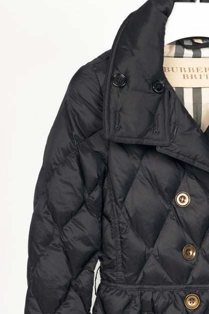 Burberry Brit Natesdale Black Double-Breasted Button Quilted Puffer